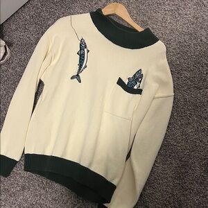 Tombolo Mens Cream Sweater with Fish Design